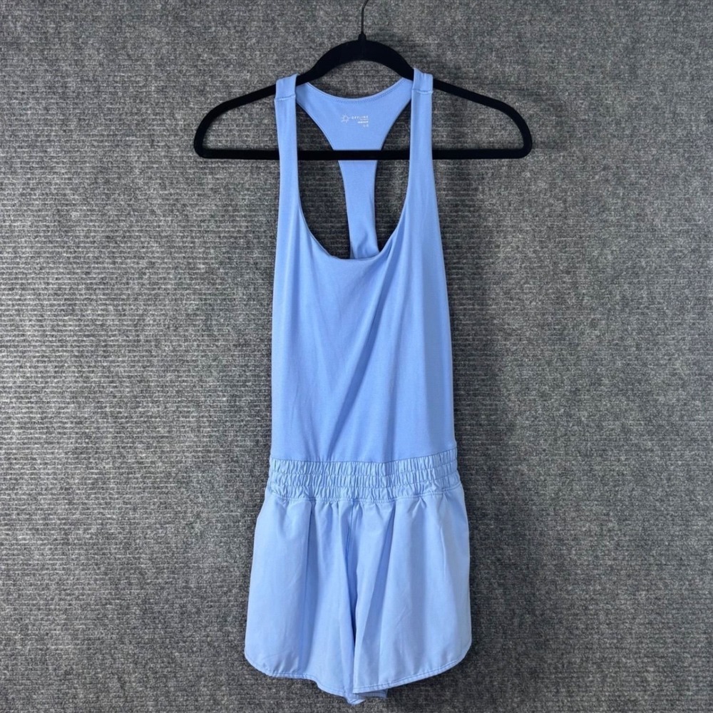 Offline by Aerie Real‎ Me Racerback Athletic Romper Light Blue Large 2850313778
